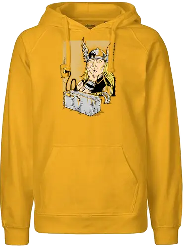 Low Battery - thor, hammer, batterie, energy, Electricity, thunder, god - Fairtrade Hoodie