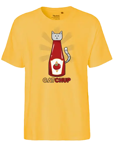 CATchup - ketchup, cat, katze, Tomato, Tomate, vegetable - Fairtrade T-Shirt