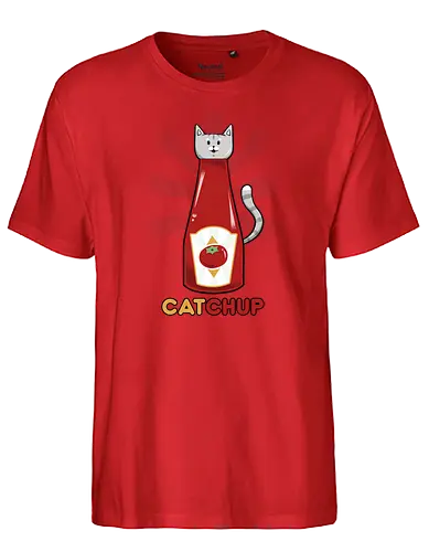 CATchup - ketchup, cat, katze, Tomato, Tomate, vegetable - Fairtrade T-Shirt