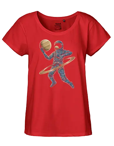 Cosmic Hula Hoop - astronaut, space, Saturn, planet, scifi - Fairtrade Girl Shirt
