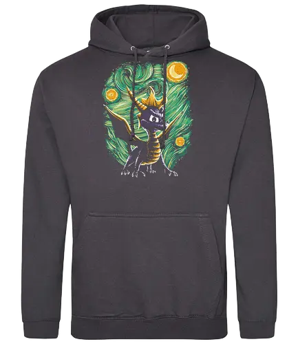 Starry Dragon - starry night, van gogh, dragon, gaming, Retro Games - Standard Hoodie