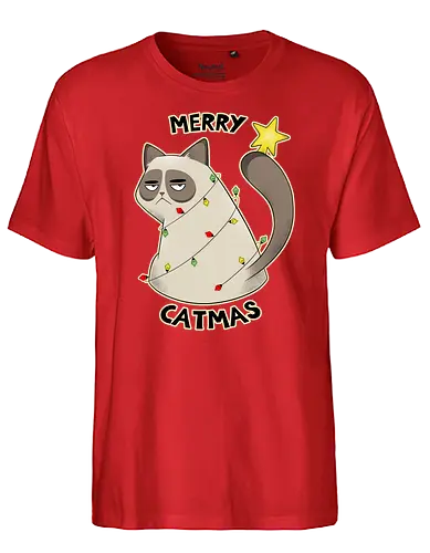 Merry Catmas - christmas, katze, cat - Fairtrade T-Shirt