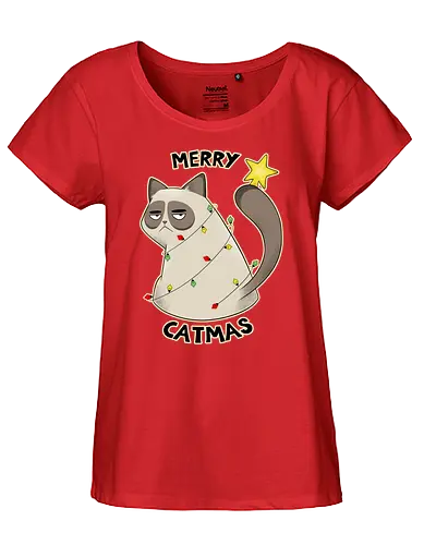 Merry Catmas - christmas, katze, cat - Fairtrade Girl Shirt
