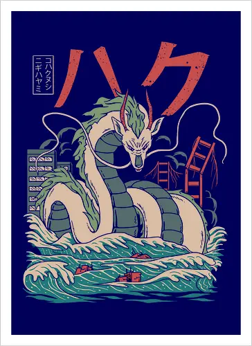 Dragon Kaiju - mashup, monster, kaiju, anime, manga, spirit, dragon, drache - Kunstdruck