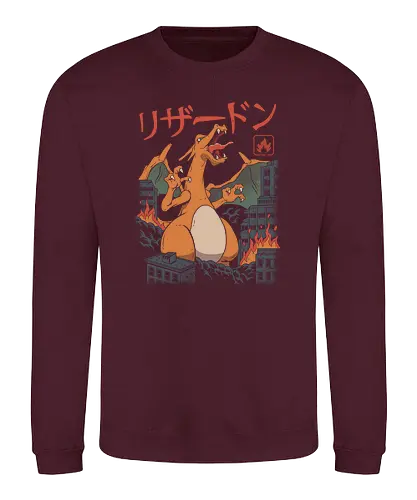 Fire Kaiju - vincent trinidad, go, monster, kaiju, mashup, Kaiju, anime, manga, gaming, pocket, retro, classic, fire, feuer - Sweatshirt