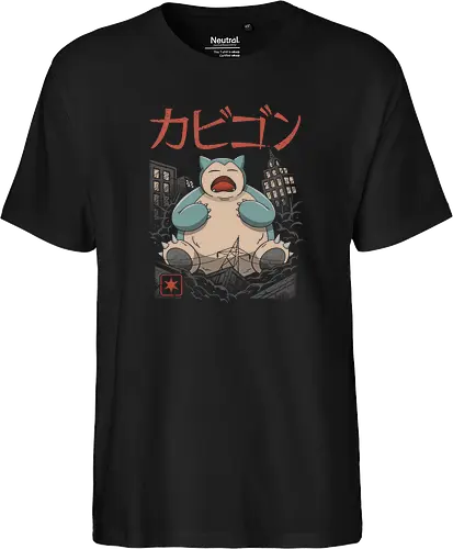 Sleeping Kaiju - kaiju, monster, mashup, relax, anime, manga, gaming, pocket, retro, classic, Kaiju - Fairtrade T-Shirt