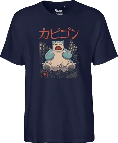 Sleeping Kaiju - kaiju, monster, mashup, relax, anime, manga, gaming, pocket, retro, classic, Kaiju - Fairtrade T-Shirt