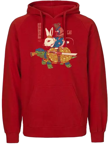 Kame, Usagi und Ratto Ninjas - turtle, schildkröte, ninja, ratte, hase, kaninchen, rabbit, bunny, fun - Fairtrade Hoodie