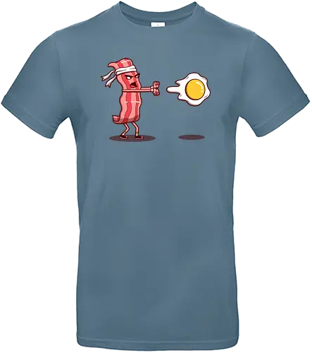 Bacon Fighter - bacon, egg, ei, eier, speck, schinken, essen, karate, martial arts, haduken, Bt em up - Standard T-Shirt