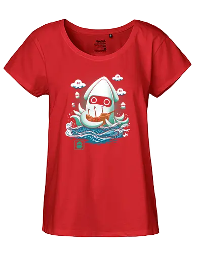 Blooper Kaiju - kaiju, monster, squid, japan, nippon, keiju, art, kunst, gaming, mashup, mario, Japanese - Fairtrade Girl Shirt
