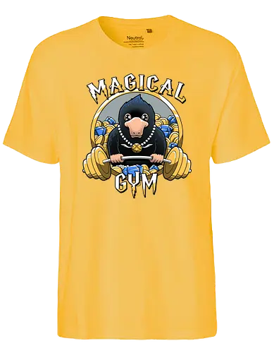 Magical Gym - fantastic, monster, gold, platypus, schnabeltier, maulwurf, mole, fantasy, gym, beast, steal - Fairtrade T-Shirt