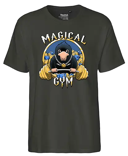 Magical Gym - fantastic, monster, gold, platypus, schnabeltier, maulwurf, mole, fantasy, gym, beast, steal - Fairtrade T-Shirt