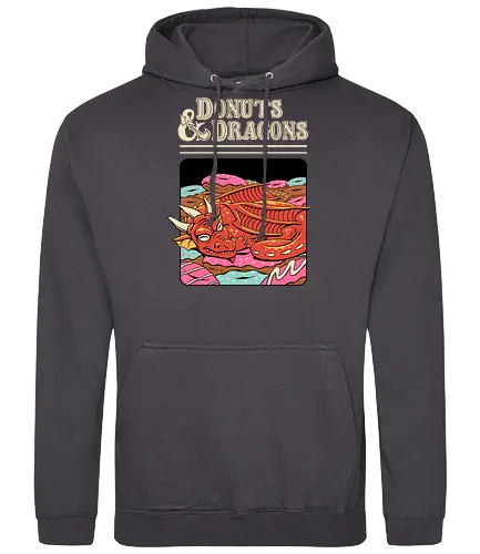 Donuts and Dragons - donuts, dragon, dragons, dungeons, rpg, roleplay, Pen and Paper - Standard Hoodie