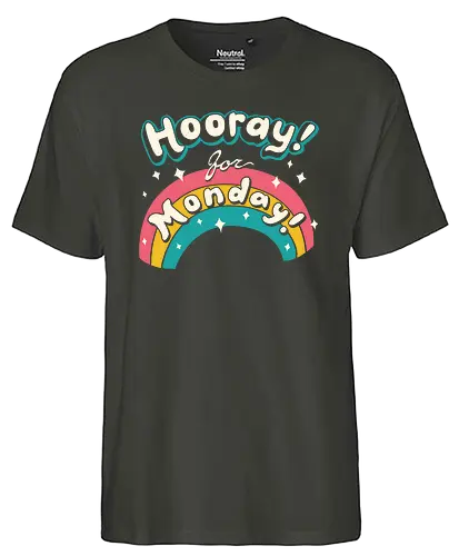 Sarcastic Monday - monday, montag, sarcastic, ironic, rainbow, regenbogen, cute, kawaii - Fairtrade T-Shirt
