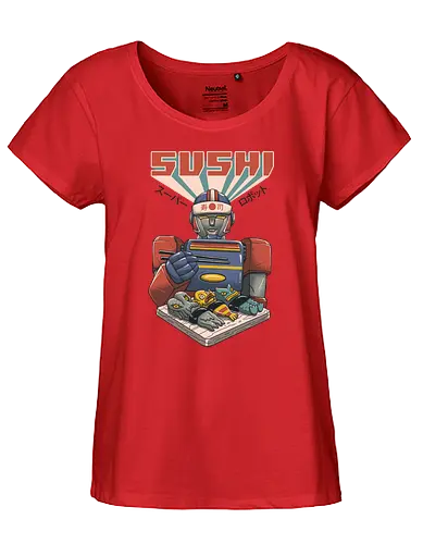 Super Sushi Bot - sushi, bot, robot, food, essen, fish, fisch, maki, nigiri, cthulhu, Japanese - Fairtrade Girl Shirt