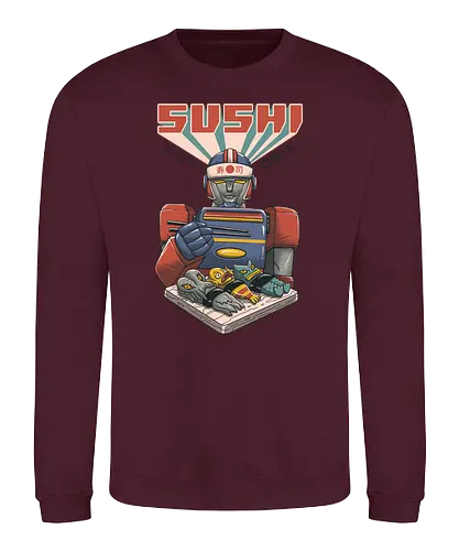 Super Sushi Bot - sushi, bot, robot, food, essen, fish, fisch, maki, nigiri, cthulhu, Japanese - Sweatshirt