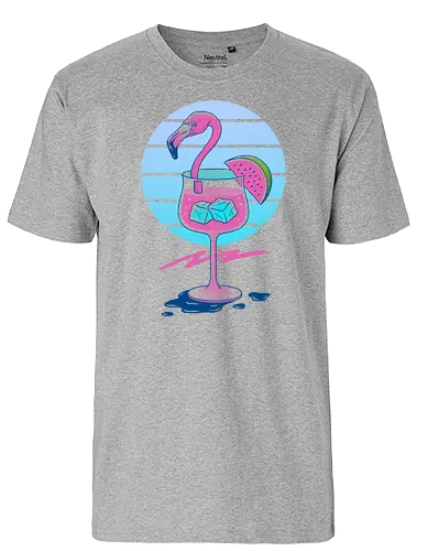 Tropical Chill Wave - flamingo, sommer, drink, summer, tropical, neon, eighties, achtziger, 80s, wave, cocktail, Vaporwave - Fairtrade T-Shirt