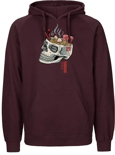 Ramen Skull - ramen, food, skull, skeleton, noodlesoup - Fairtrade Hoodie