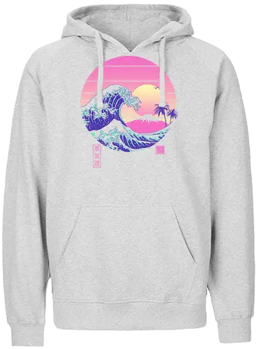 The Great Vaporwave - japan, hokusai, retro, 80s, Vaporwave, grt wave off kanagawa - Fairtrade Hoodie