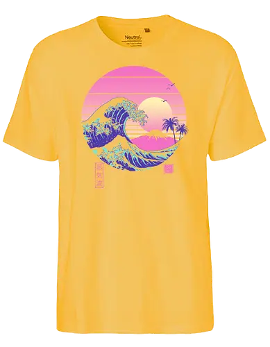 The Great Vaporwave - japan, hokusai, retro, 80s, Vaporwave, grt wave off kanagawa - Fairtrade T-Shirt