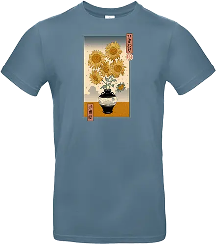 Sunflower Ukiyo-e - sunflower, flower, blume, japan, nippon, ukiyo-e - Standard T-Shirt
