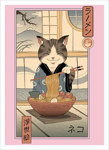 Neko Ramen Ukiyo-e