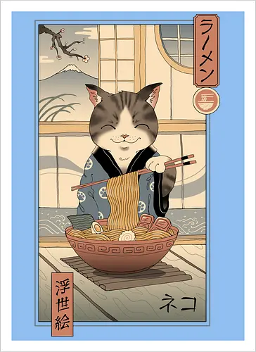 Neko Ramen Ukiyo-e