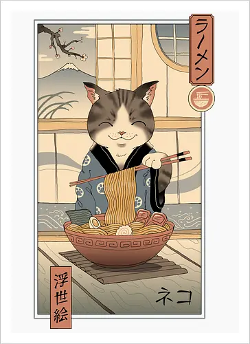 Neko Ramen Ukiyo-e
