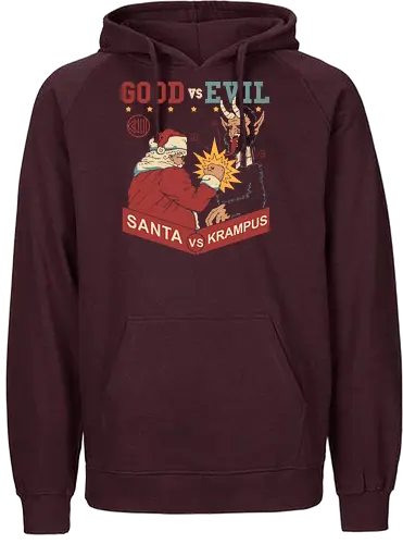 Xmas Fight - weihnachten, christmas, krampus, Santa, Good vs. evil, Gut gegen böse, fun, fight - Fairtrade Hoodie