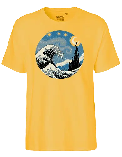 The Great Starry Wave - wave, starry night, mashup, hokusai, van gogh, vincent, grt wave - Fairtrade T-Shirt
