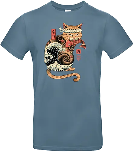 Catana Wave - cat, katze, neko, fisch, welle, japan - Standard T-Shirt