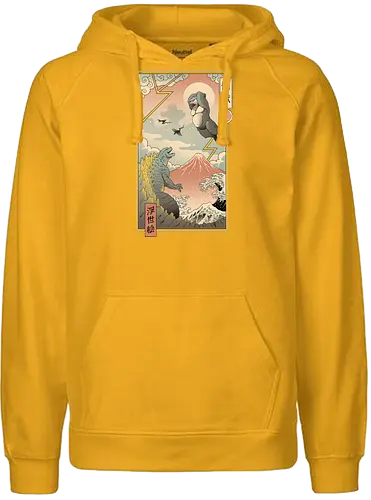 Kaiju Fight in Edo - king, kong, kaiju, fight, kampf - Fairtrade Hoodie
