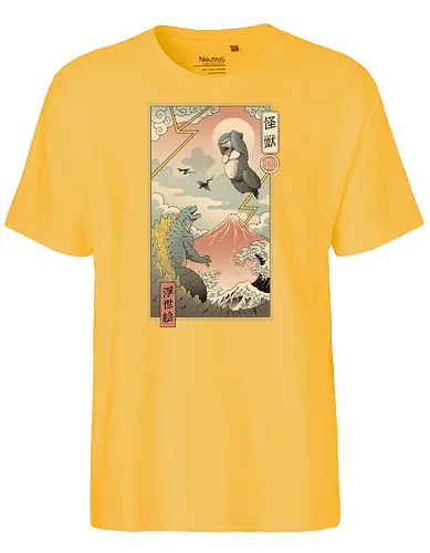 Kaiju Fight in Edo - king, kong, kaiju, fight, kampf - Fairtrade T-Shirt