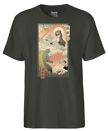 Kaiju Fight in Edo - king, kong, kaiju, fight, kampf - Fairtrade T-Shirt