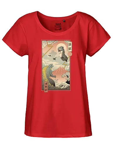 Kaiju Fight in Edo - king, kong, kaiju, fight, kampf - Fairtrade Girl Shirt