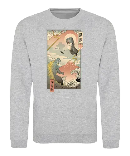 Kaiju Fight in Edo - king, kong, kaiju, fight, kampf - Sweatshirt