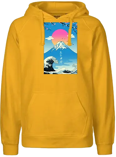 Ikigai - japan, nippon, fuji, fujisan, wave, hokusai, mashup, retro - Fairtrade Hoodie