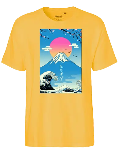 Ikigai - japan, nippon, fuji, fujisan, wave, hokusai, mashup, retro - Fairtrade T-Shirt