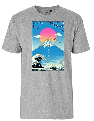 Ikigai - japan, nippon, fuji, fujisan, wave, hokusai, mashup, retro - Fairtrade T-Shirt