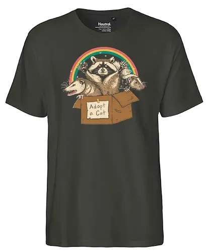 Adopt Forbidden Cats - fun, Adopt a cat, animals, waschbär, raccoon, Possum, opossum, Badger, dachs - Fairtrade T-Shirt