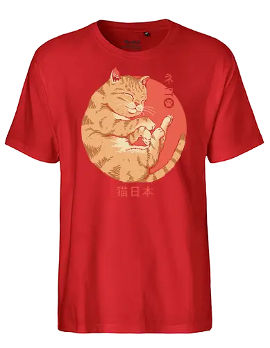 Japanese Cat - japan, neko, cat, cute, kawaii - Fairtrade T-Shirt