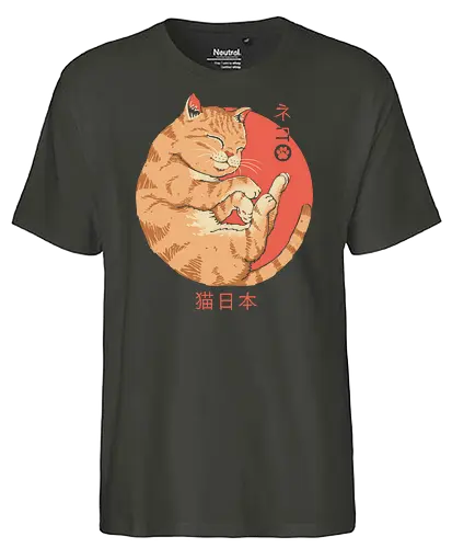 Japanese Cat - japan, neko, cat, cute, kawaii - Fairtrade T-Shirt