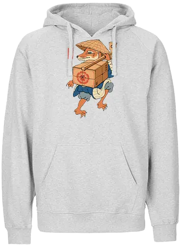Hikyaku Fox - japan, nippon, fox, Japanese - Fairtrade Hoodie