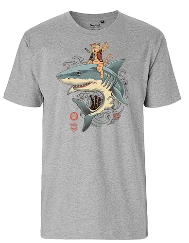 Catana Shark - animal, shark, cat, samurai, tier, hai, katze, neko - Fairtrade T-Shirt