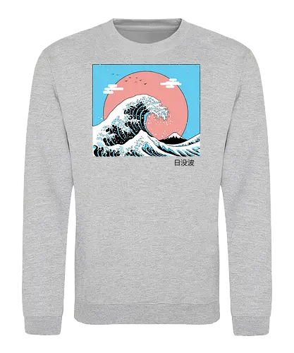 Sunset Wave - sunset, wave, neon, 80s, grt wave off kanagawa - Sweatshirt