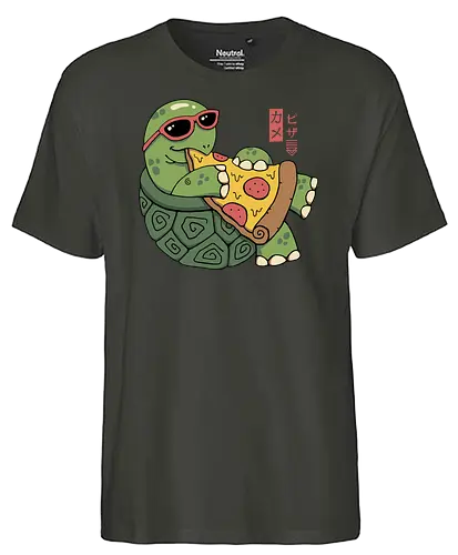 Pizza Turtle - pizza, turtle, schildkröte, ninja - Fairtrade T-Shirt