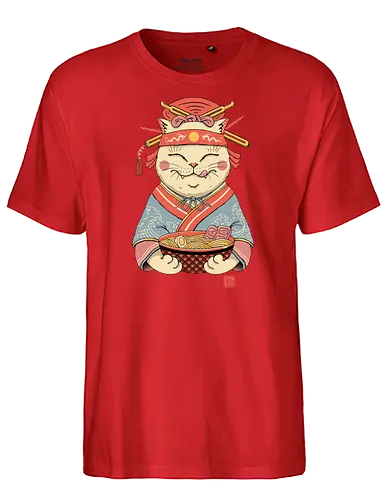 Geisha Neko Ramen - neko, katze, cat, ramen, soup, japan, geisha - Fairtrade T-Shirt