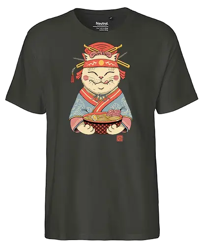 Geisha Neko Ramen - neko, katze, cat, ramen, soup, japan, geisha - Fairtrade T-Shirt