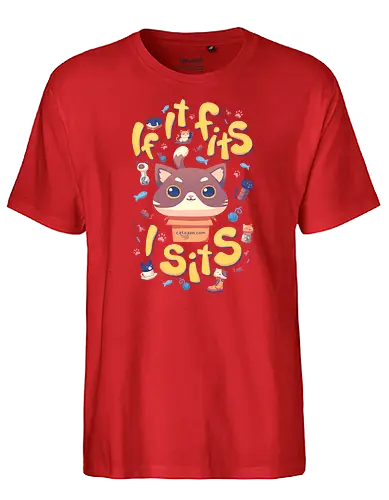 If it fits I sits - cat, katze, karton, If it fits, I sits - Fairtrade T-Shirt