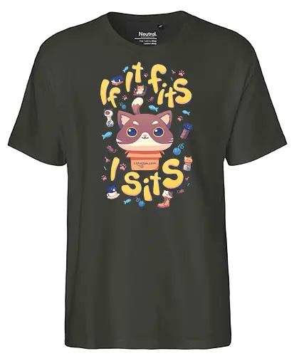 If it fits I sits - cat, katze, karton, If it fits, I sits - Fairtrade T-Shirt